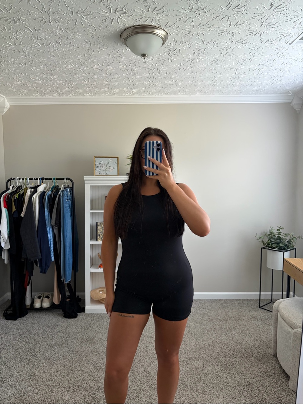 White Fox Black Sleeveless Romper - Women